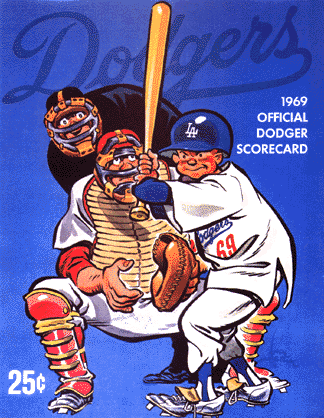 1969 Official Dodger Scorecard cover illustration