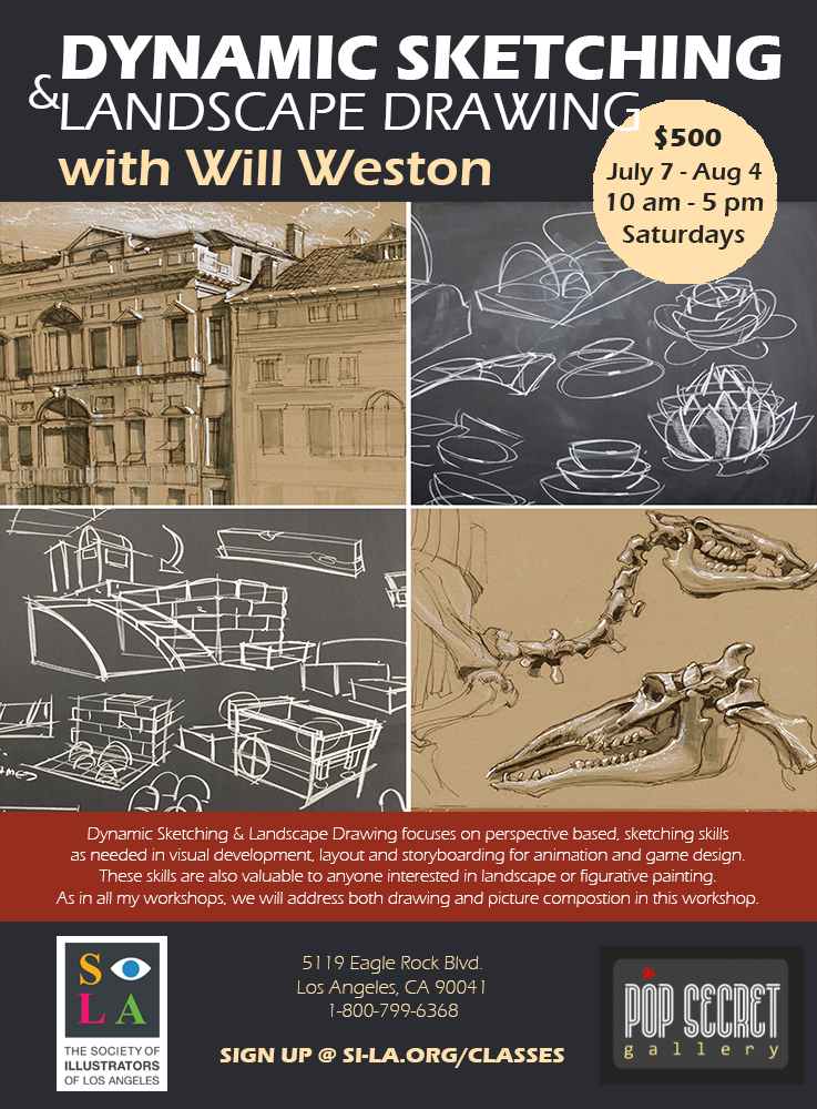 Will Weston: Dynamic Sketching & Landscape Drawing July 7-August 4 10am-5pm $500