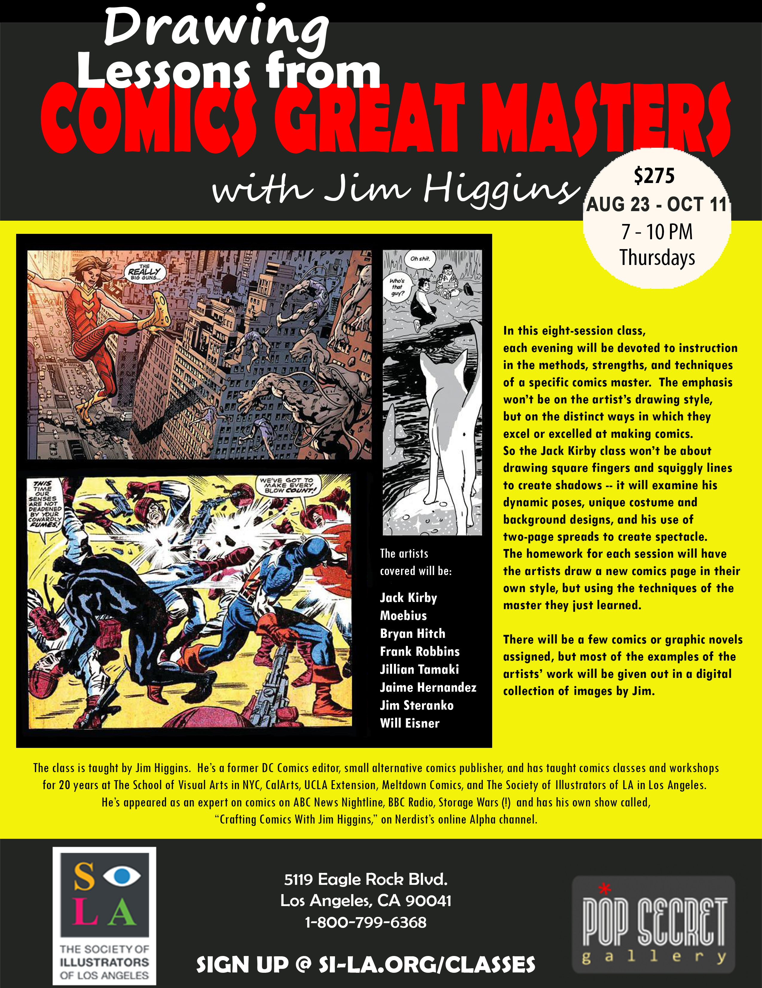 NEXT WEEK! Jim Higgins: Drawing Lessons from Great Comics Masters Aug. 23 – Oct. 11