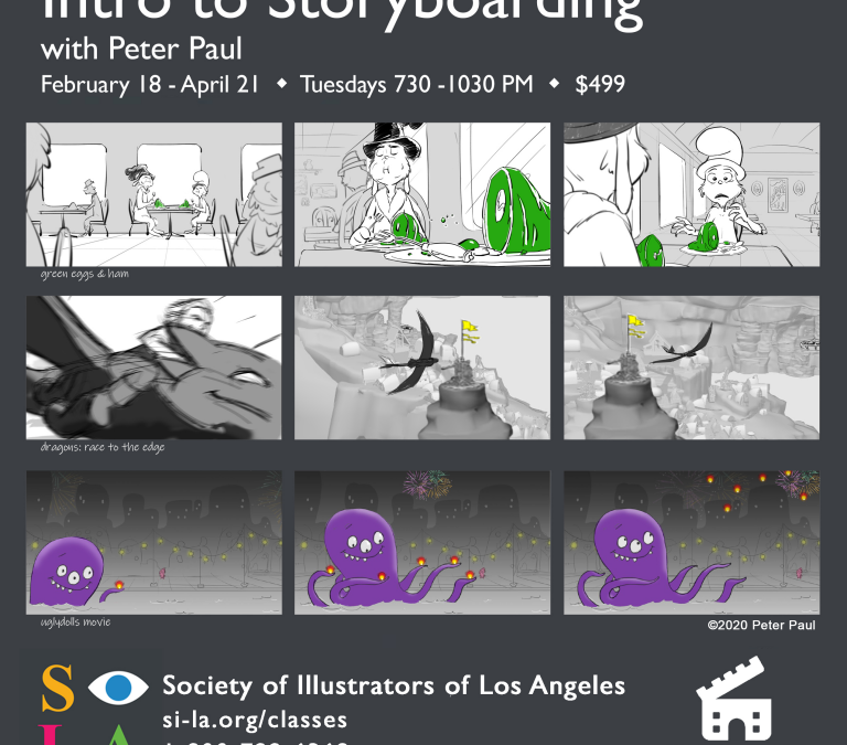 Intro to STORYBOARDING with Peter Paul Feb 18 – Apr 21 7:30-10:30 $499